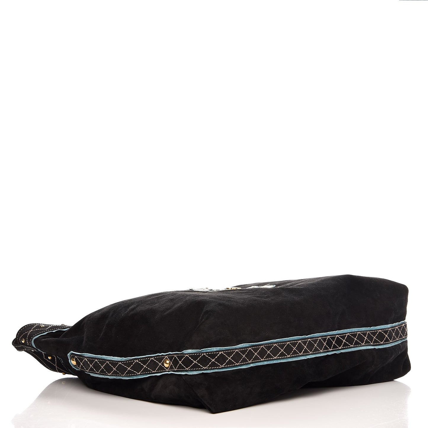 Suede Calfskin Studded Large Irina Tote Bag Black