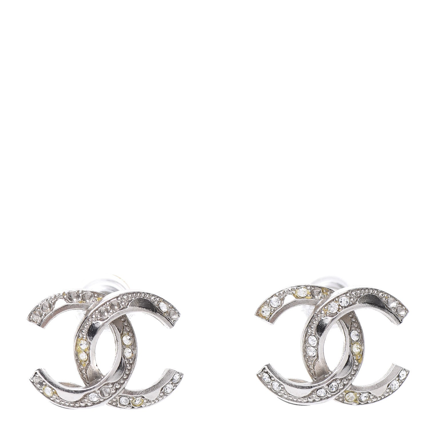 Chanel Crystal CC Earrings Silver 1 of 6