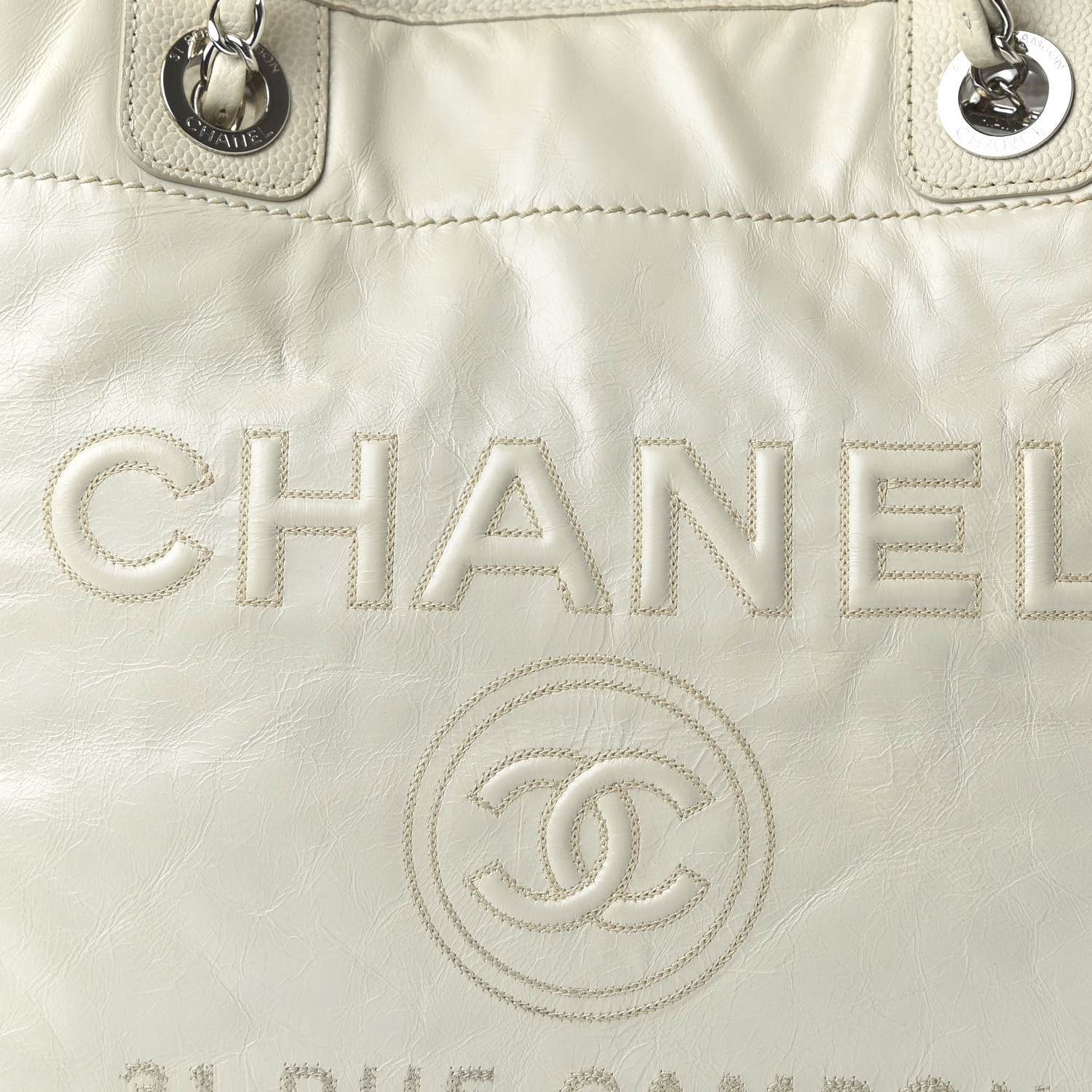 Chanel Glazed Calfskin Small Deauville Tote Ecru 10 of 10