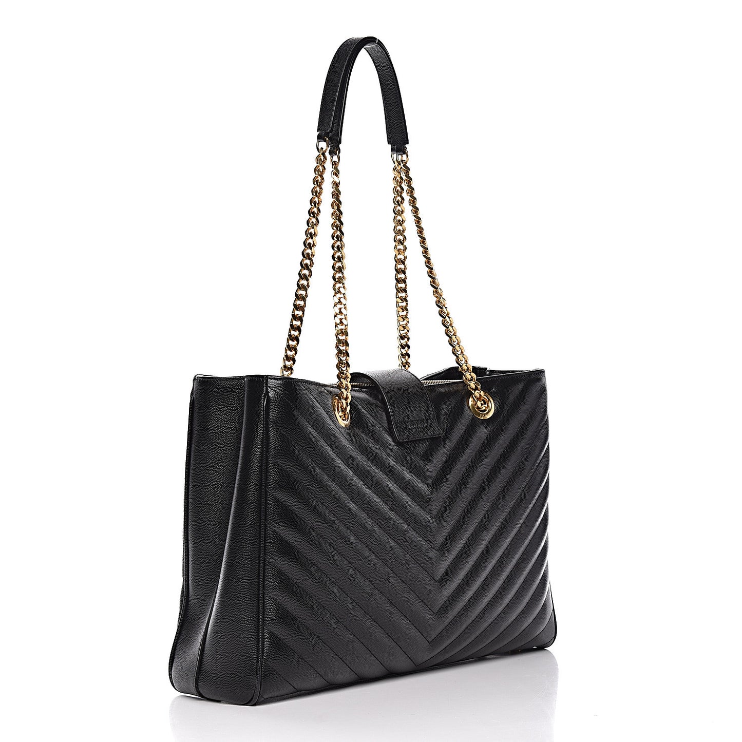 Grain De Poudre Matelasse Chevron Monogram Shopping Bag Black