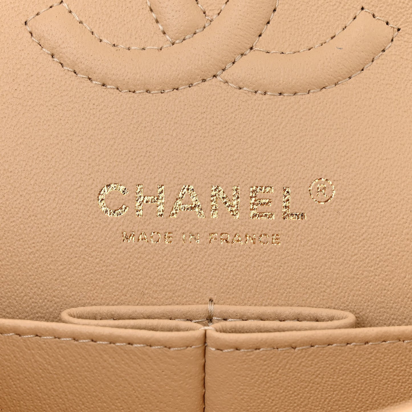 Caviar Quilted Small Double Flap Beige