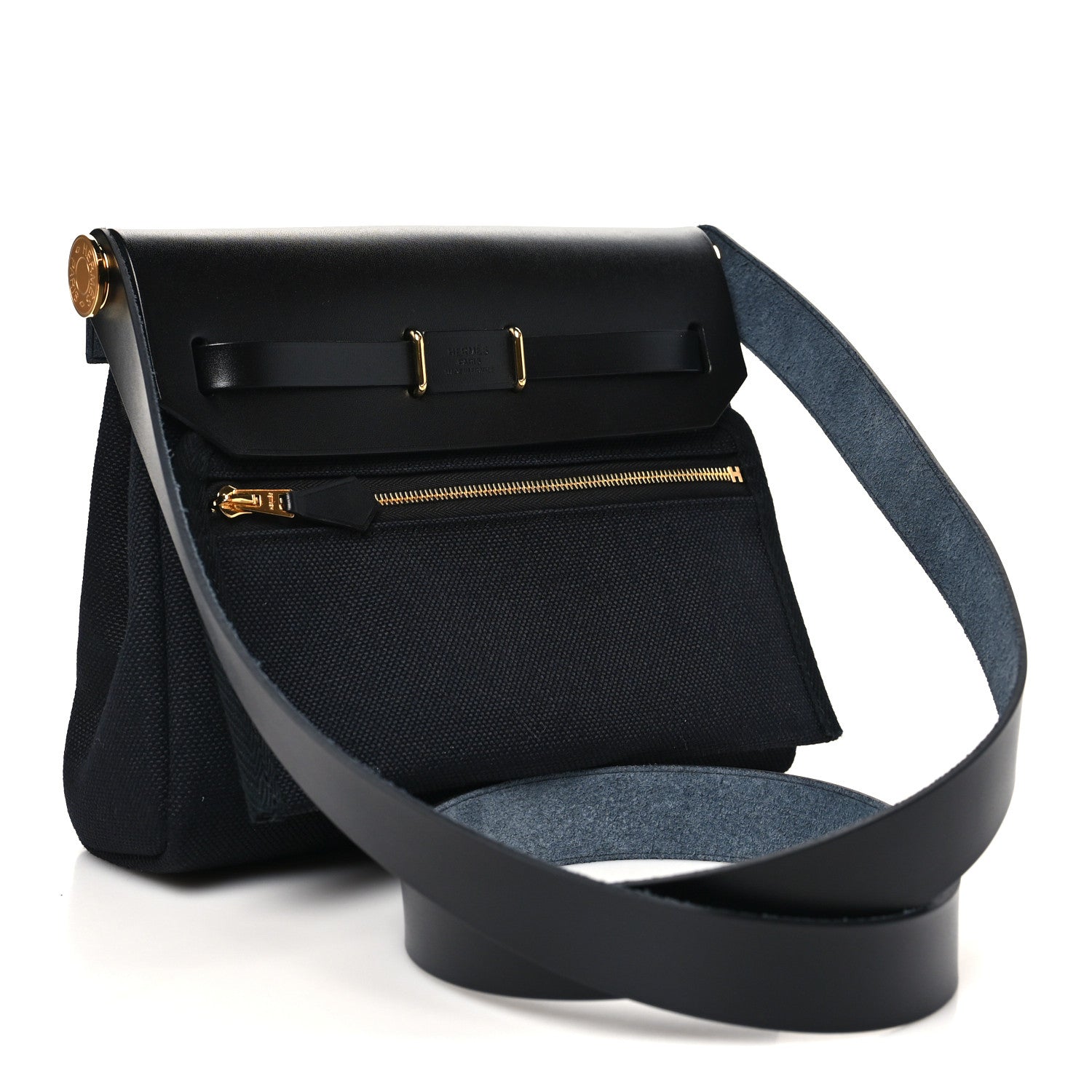 Hermes Military Toile Vache Hunter Herbag Zip Retourne 20 Black 3 of 11
