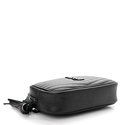 Saint Laurent Grain De Poudre Matelasse Monochrome Monogram Mini Lou Camera Bag Black 4 of 12