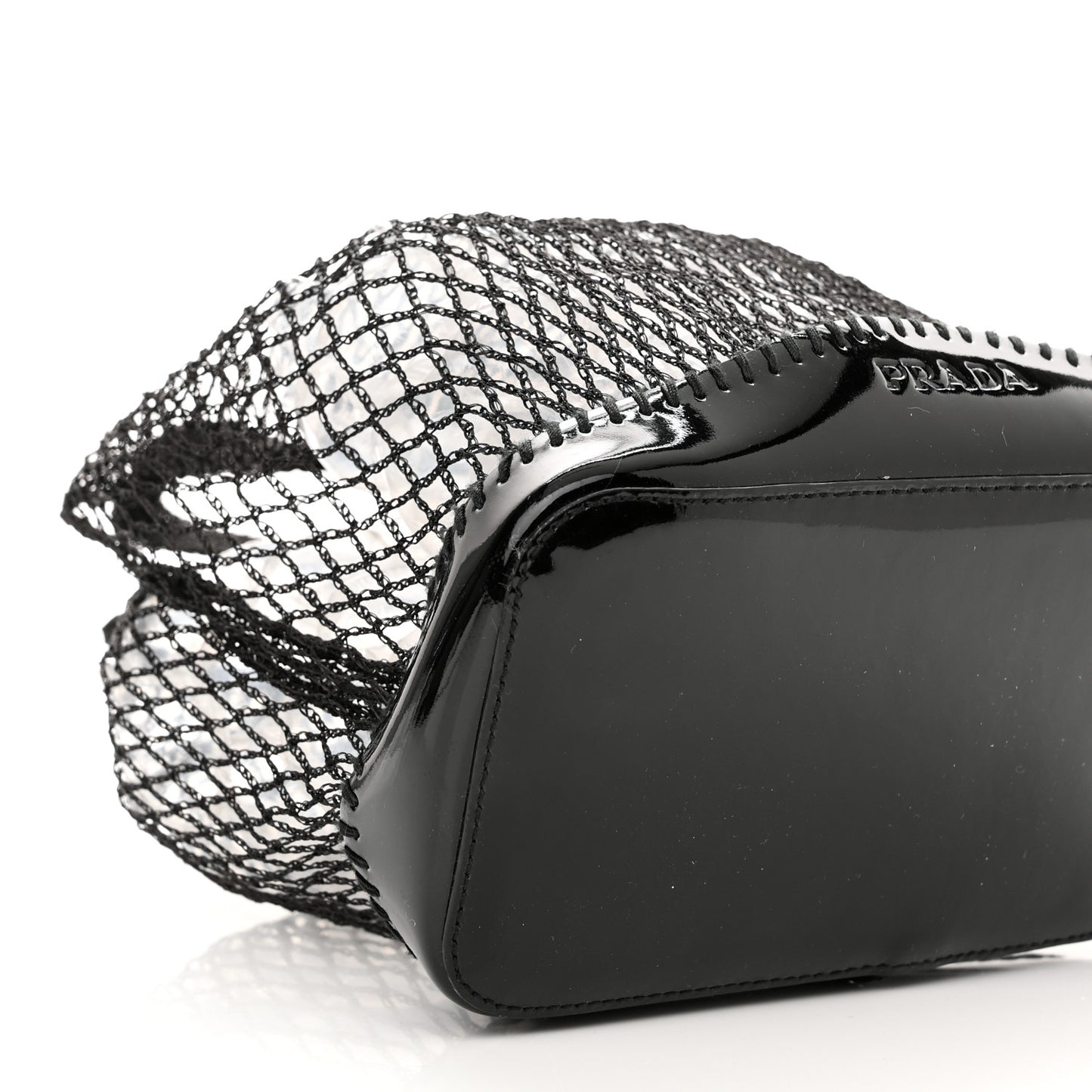 Tessuto Mesh Patent Rete Bag Black