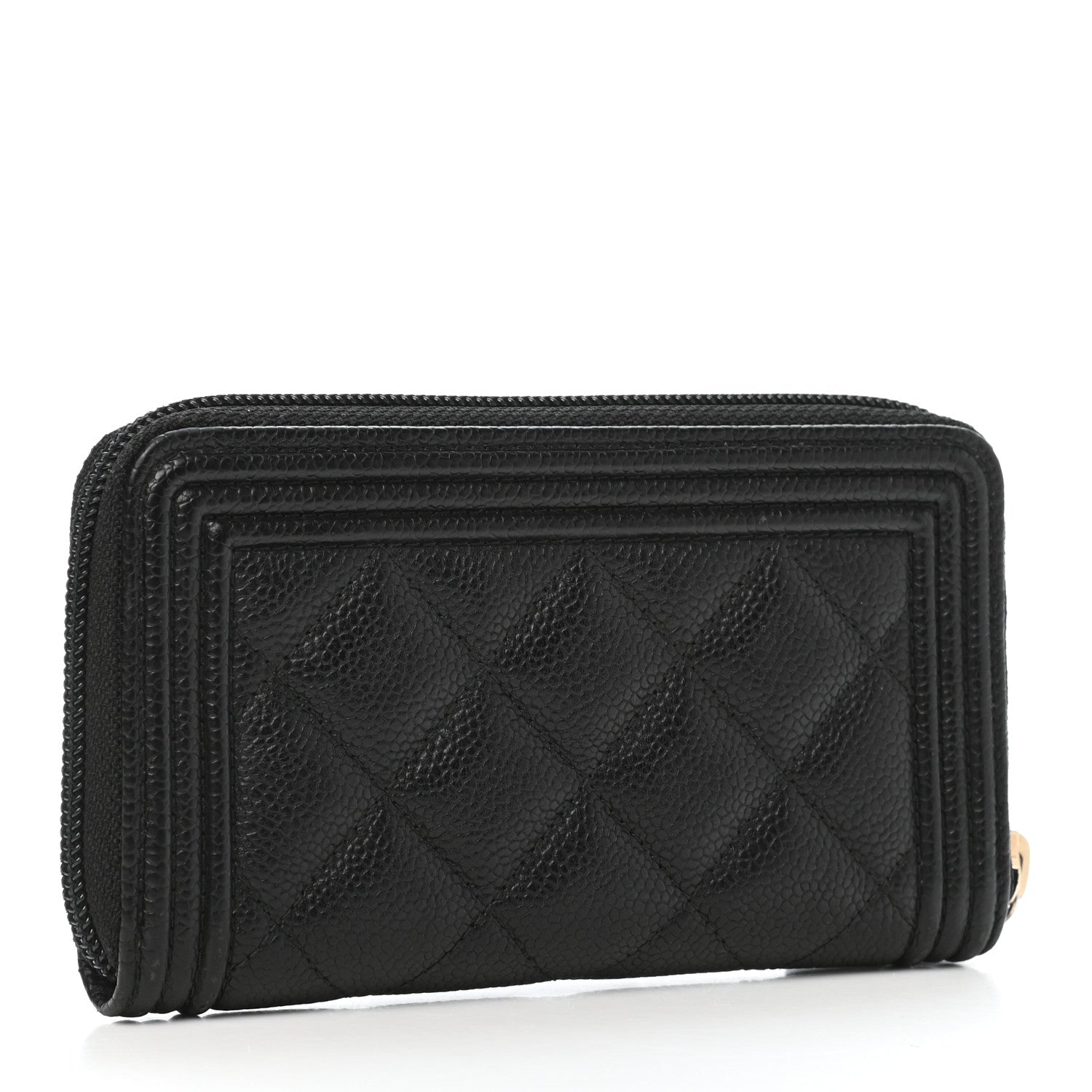 Chanel Caviar Quilted Small Boy Zip Around Wallet Black 3 of 8