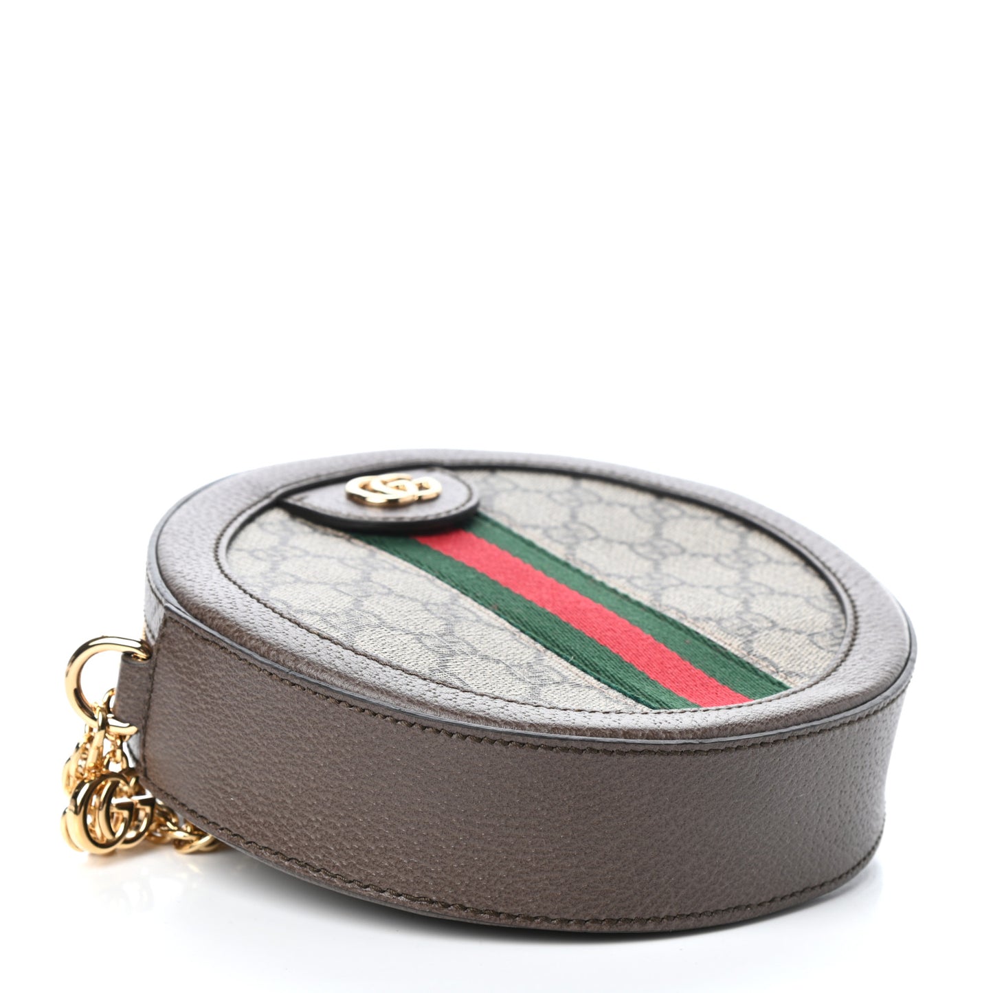 GG Supreme Monogram Web Mini Ophidia Round Shoulder Bag Brown