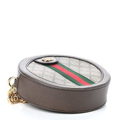 Gucci GG Supreme Monogram Web Mini Ophidia Round Shoulder Bag Brown 4 of 9