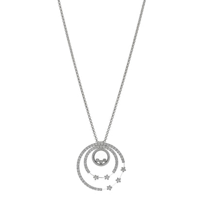Chopard 18K White Gold Diamond Happy Diamond Circles Stars Pendant Necklace 1 of 4