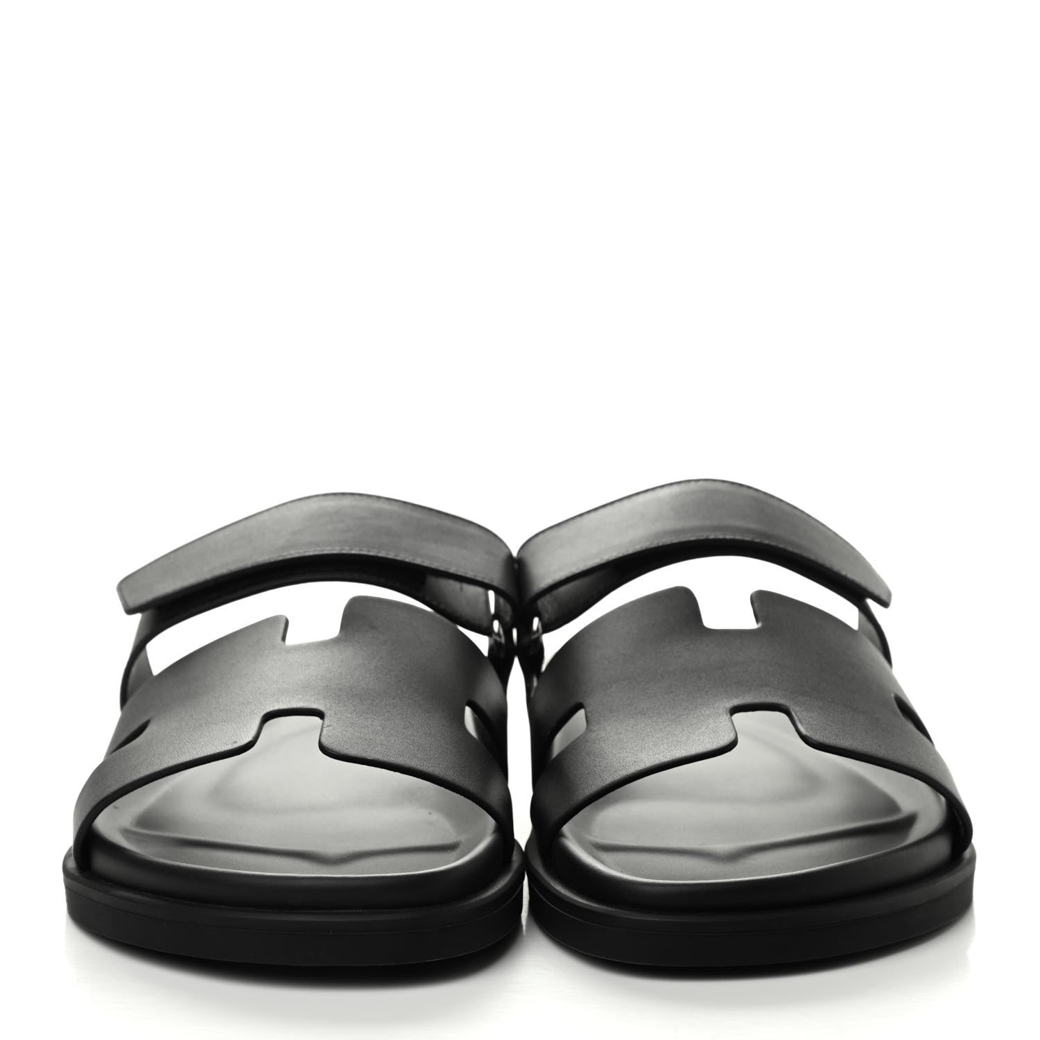 Hermes Calfskin Mens Chypre Sandals 43 Black 2 of 8