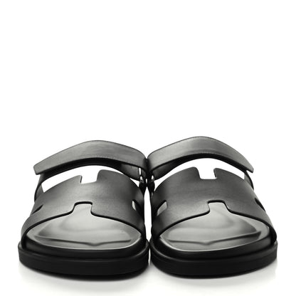 Hermes Calfskin Mens Chypre Sandals 43 Black 2 of 8