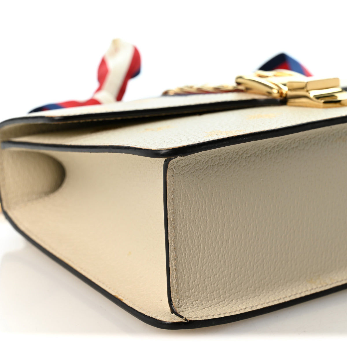 Gucci Textured Calfskin Bee Star Print Small Sylvie Shoulder Bag Mystic White 8 of 11