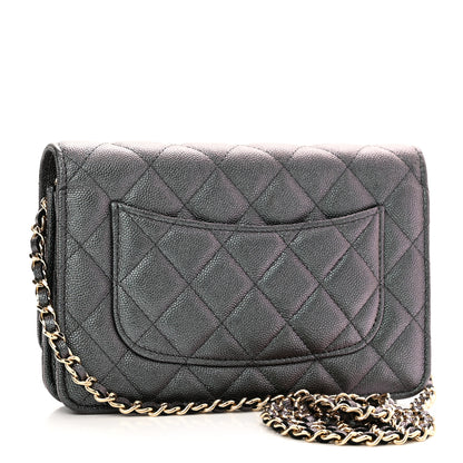 Chanel Iridescent Caviar Quilted Wallet On Chain WOC Black 2 of 10