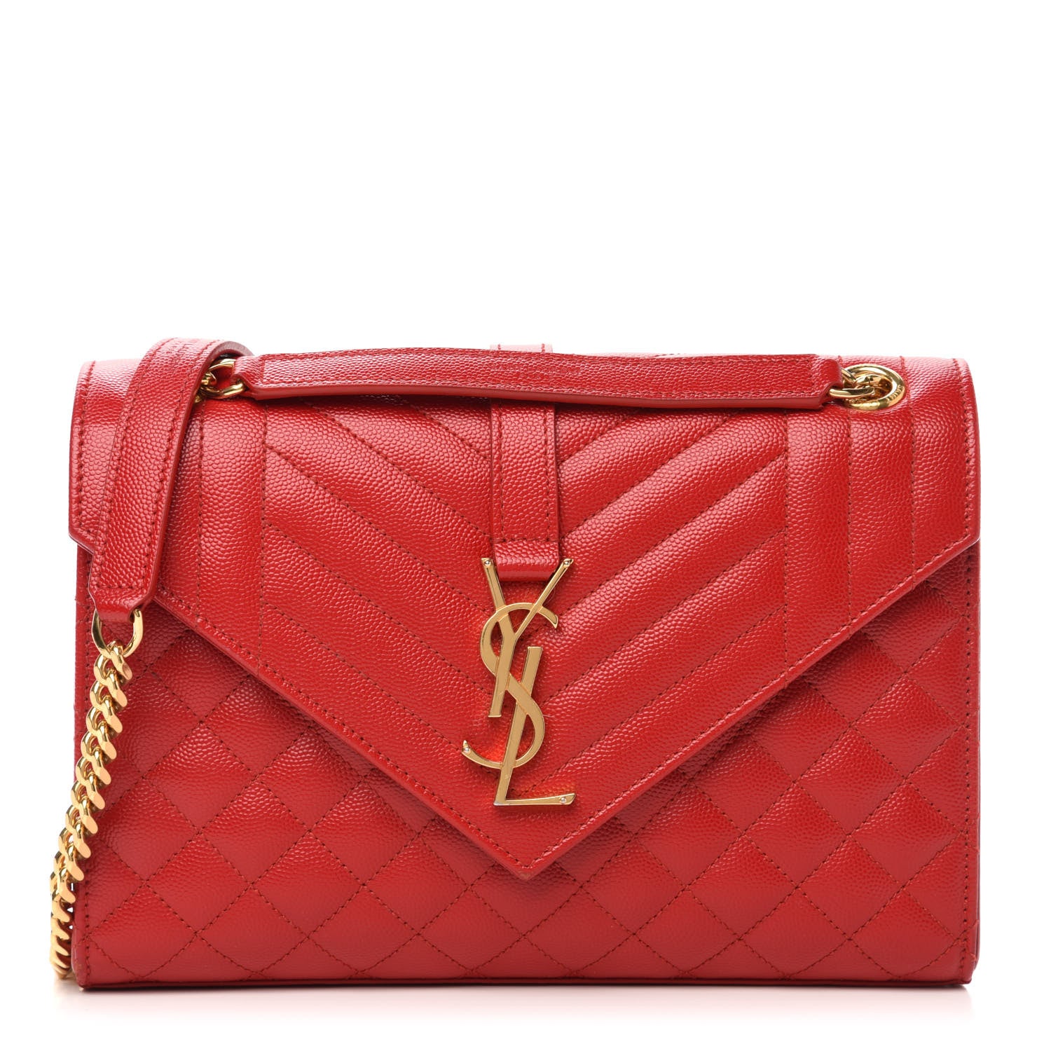 Saint Laurent Grain De Poudre Textured Mixed Matelasse Triquilt Medium Monogram Satchel New Red 1 of 10