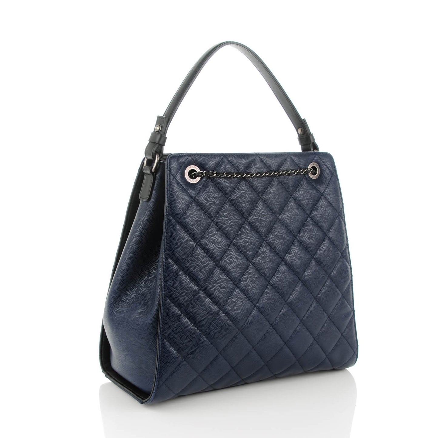 Caviar Quilted Medium CC Bucket Bag Dark Blue