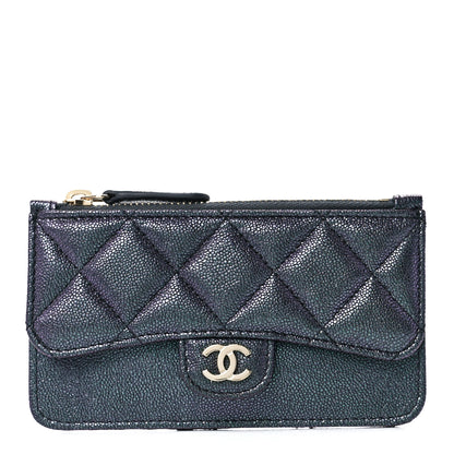Chanel Iridescent Caviar Quilted Flap Zip Card Holder Black 1 of 13