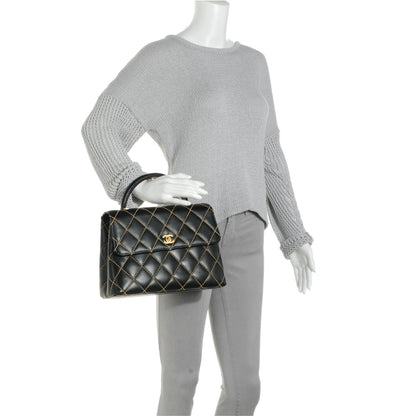 Chanel Leather Diamond Stitch Surpique Kelly Black 2 of 7