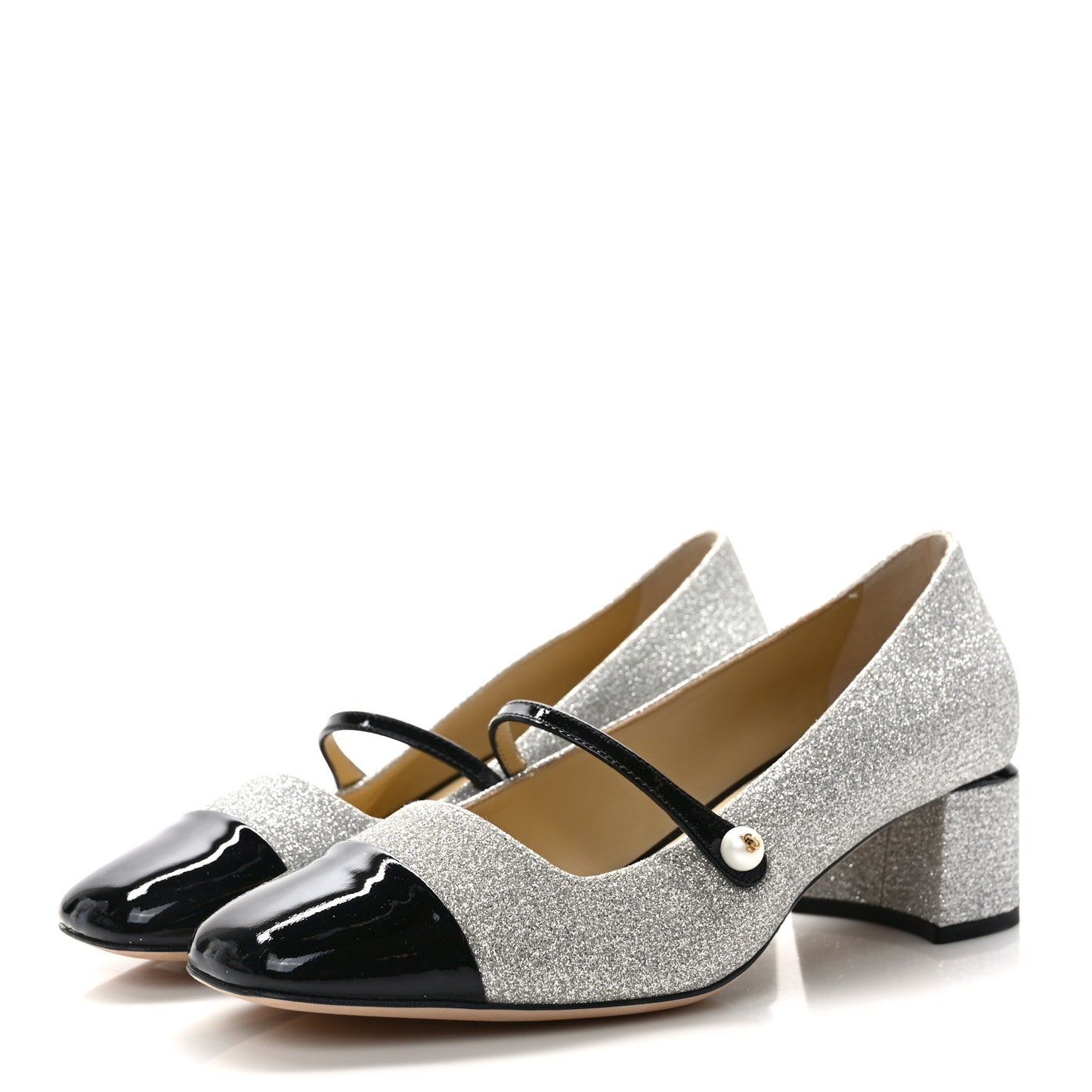 Patent Glitter Elisa 45 Mary Jane Flats 37.5 Silver Black