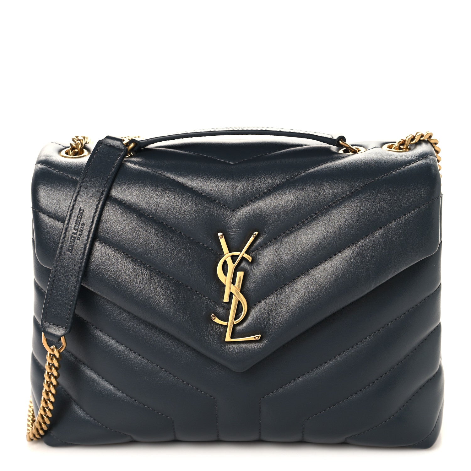 Saint Laurent Calfskin Y Quilted Monogram Small Loulou Chain Satchel Dark Smog 1 of 10