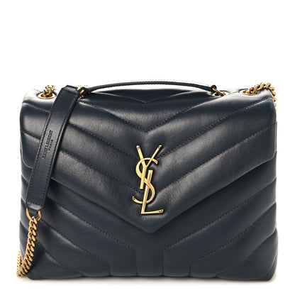 Saint Laurent Calfskin Y Quilted Monogram Small Loulou Chain Satchel Dark Smog 1 of 10