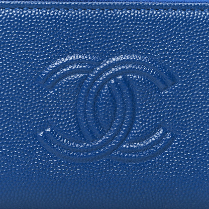 Chanel Caviar Timeless CC Zip Around Coin Purse Blue 8 of 11