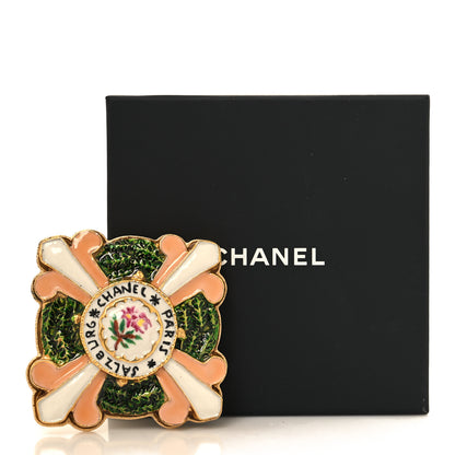 Chanel Enamel Salzburg Brooch Gold Pink Green White 4 of 4