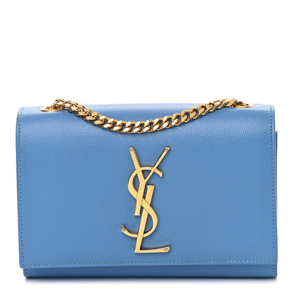 Saint Laurent Grain De Poudre Small Classic Monogram Kate Satchel Blue Clair 1 of 11