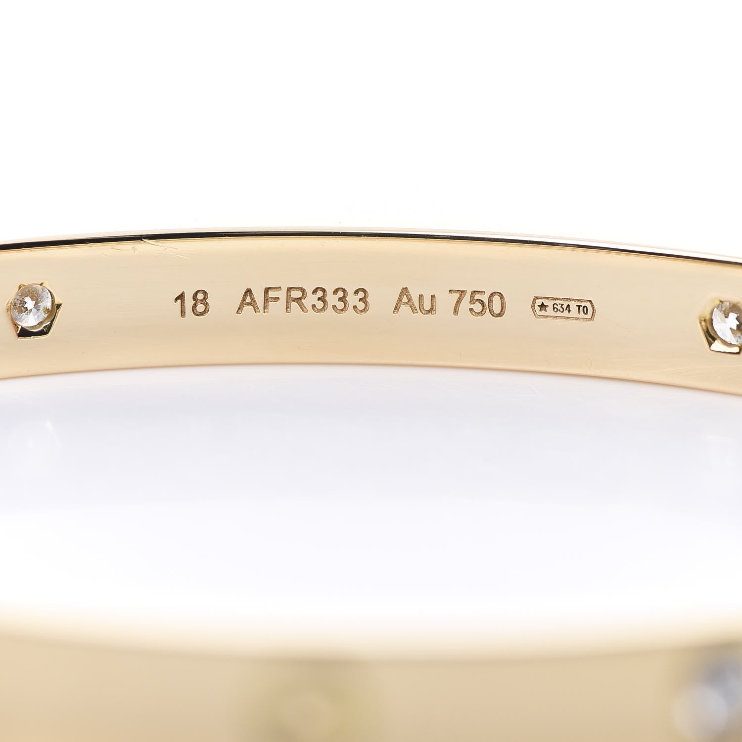 Cartier 18K Yellow Gold 4 Diamond LOVE Bracelet 18 6 of 7