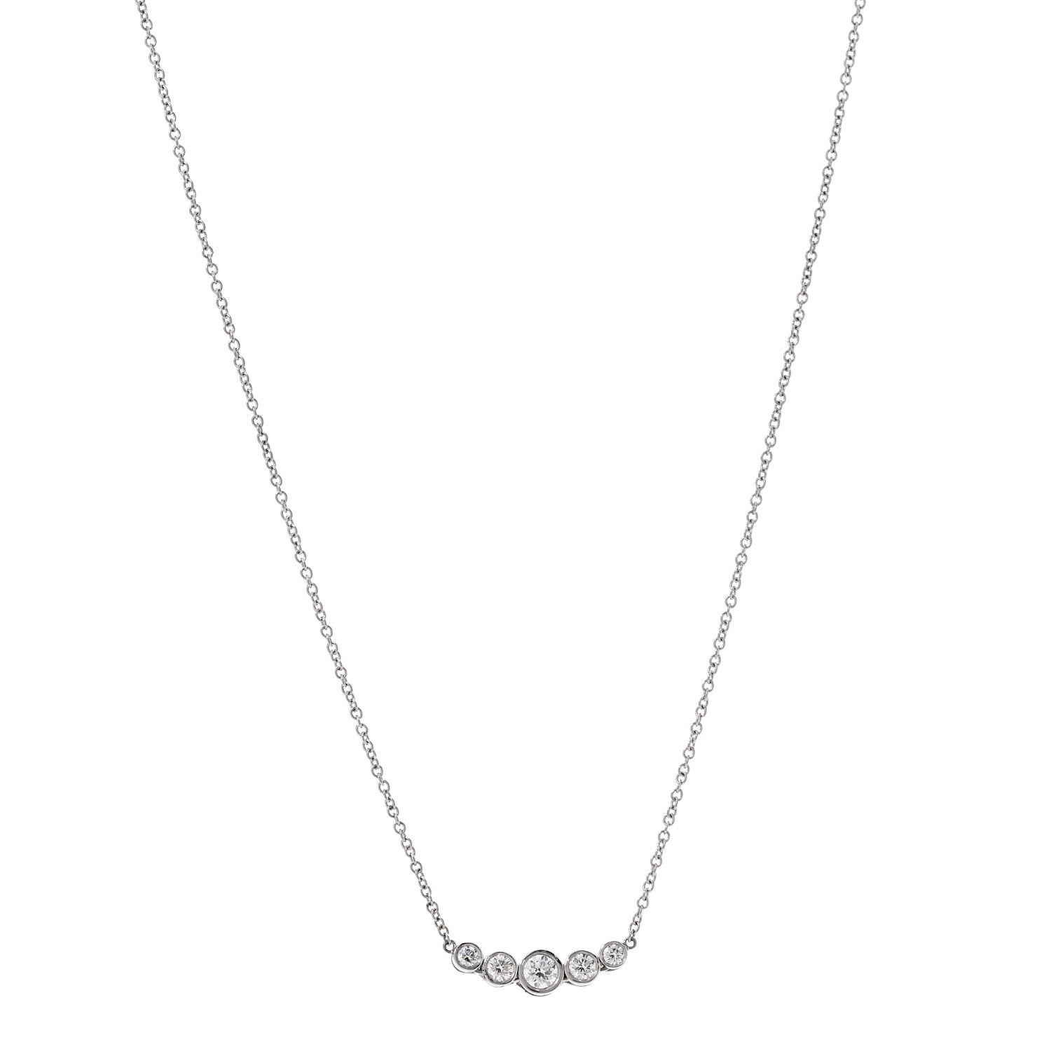 Tiffany Platinum Diamond Jazz Graduated Pendant Necklace 1 of 6