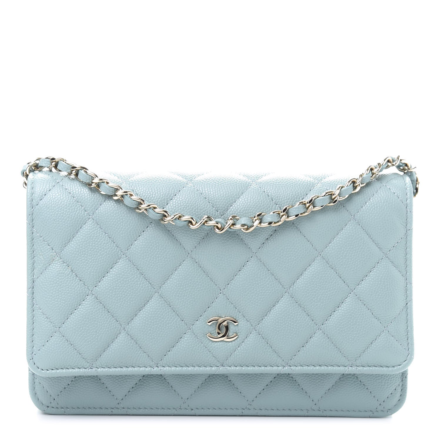 Chanel Caviar Quilted Wallet On Chain WOC Light Blue 1 of 14