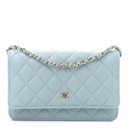 Chanel Caviar Quilted Wallet On Chain WOC Light Blue 1 of 14