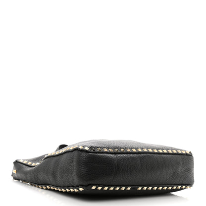 Valentino Garavani Pebbled Calfskin Large Rockstud Flip-Lock Messenger Bag Black 4 of 11