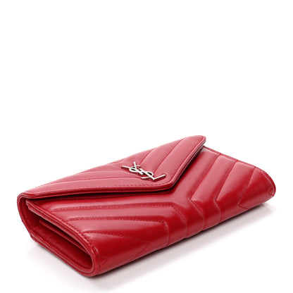 Saint Laurent Lambskin Y Quilt Monogram Large Loulou Flap Wallet Rouge Eros 3 of 4