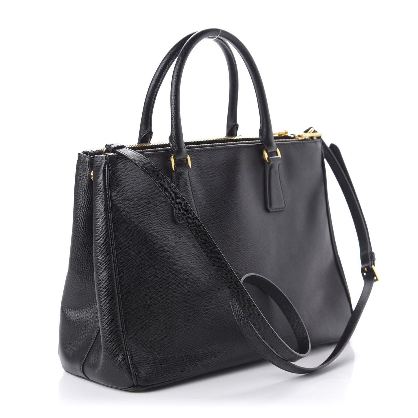 Saffiano Medium Galleria Double Zip Tote Black