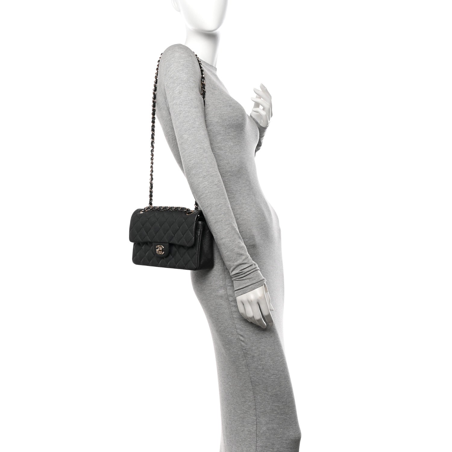 Chanel Caviar Quilted Small Double Flap Dark Grey 2 of 10