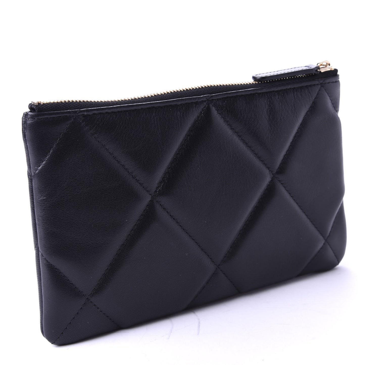 Goatskin Quilted 19 Cosmetic Case Black