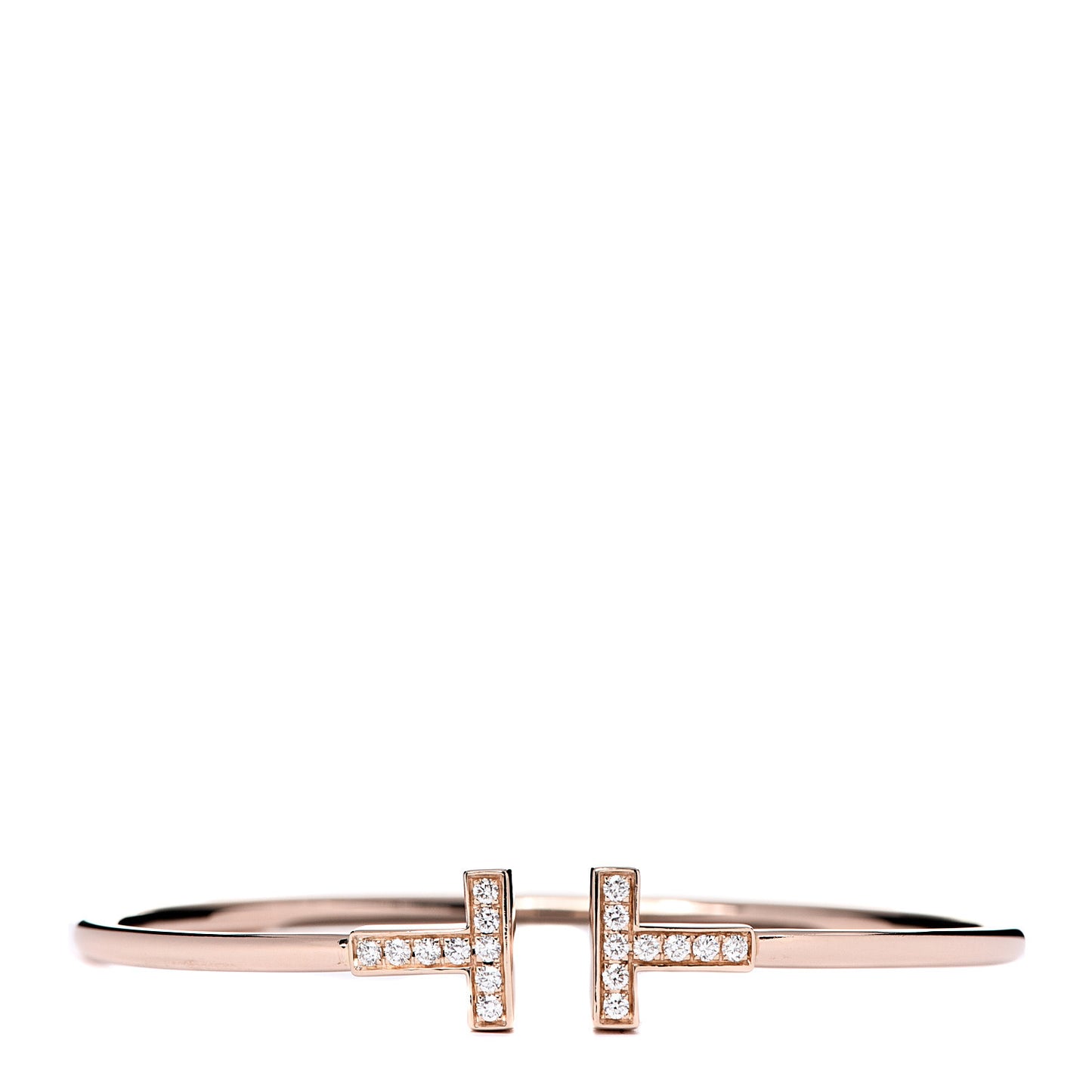 18K Rose Gold Diamond T Wire Bracelet
