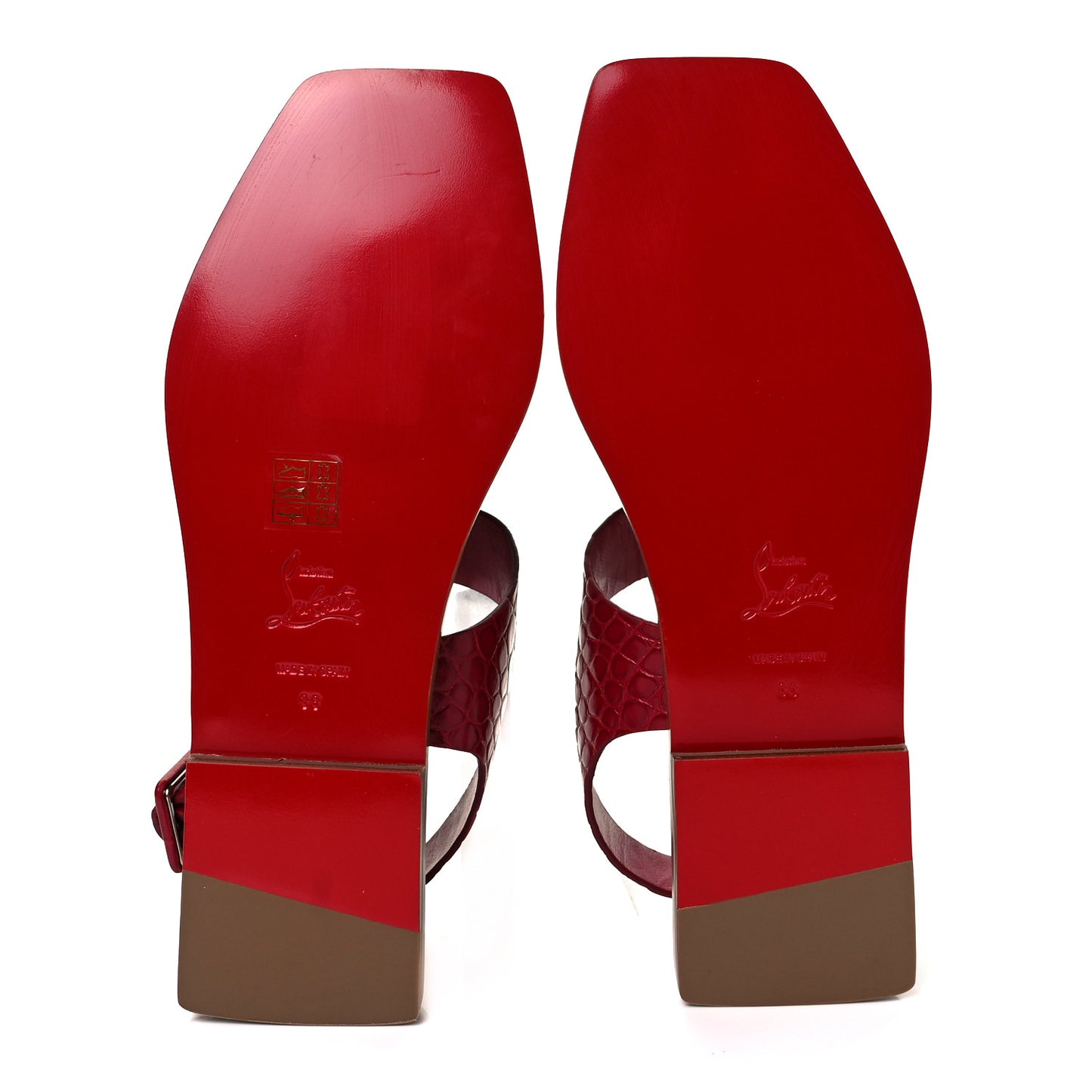 Calfskin Alligator Embossed Cubongo Flat Sandals 38 Persan