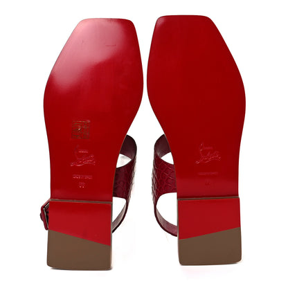 Christian Louboutin Calfskin Alligator Embossed Cubongo Flat Sandals 38 Persan 5 of 8