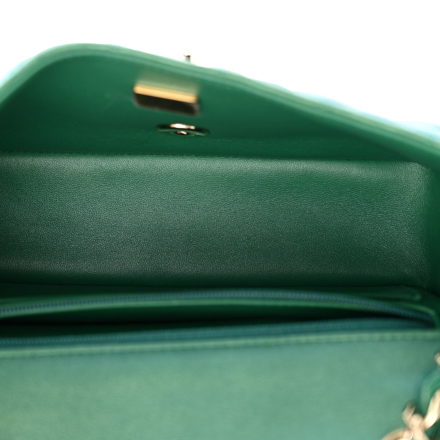 Chanel Lambskin Quilted Mini Rectangular Flap Dark Green 5 of 11