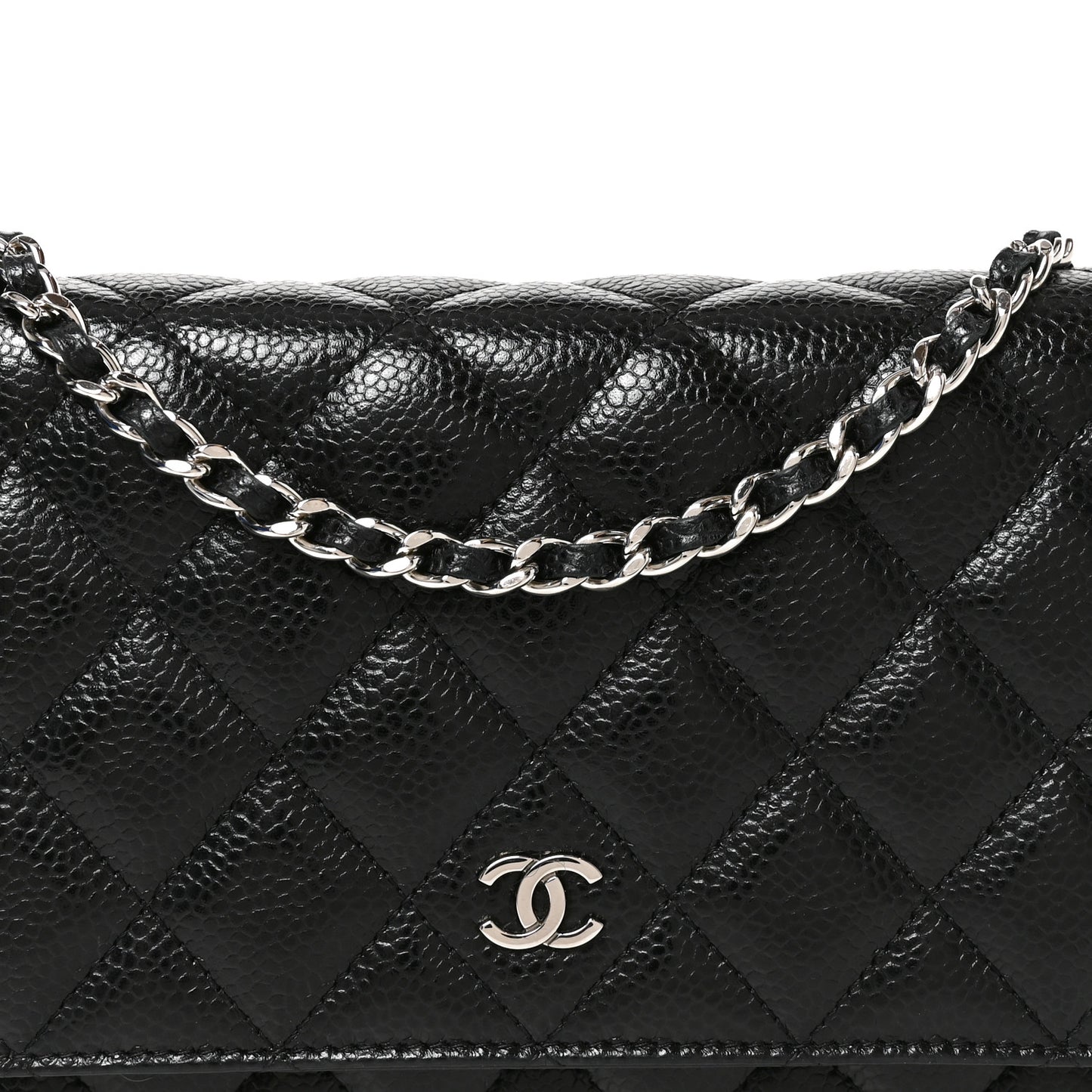 Caviar Quilted Wallet on Chain WOC Black