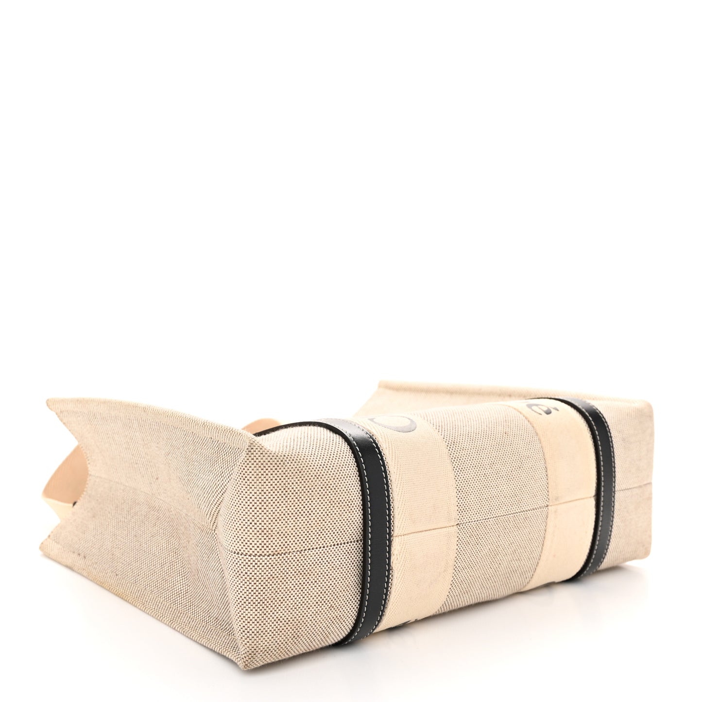 Cotton Calfskin Medium Woody Ribbon Tote White Blue