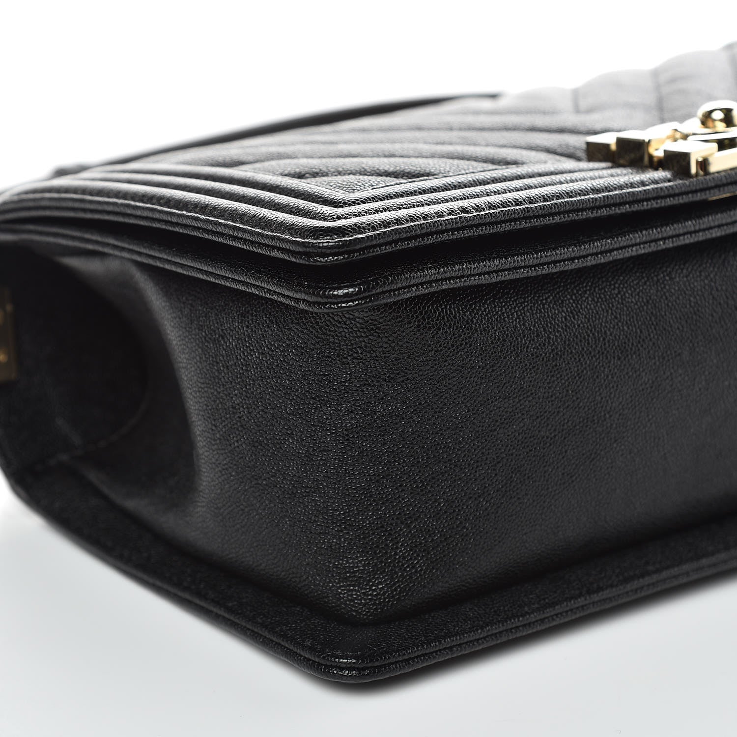 Chanel Caviar Chevron Quilted Medium Boy Flap Black 8 of 10