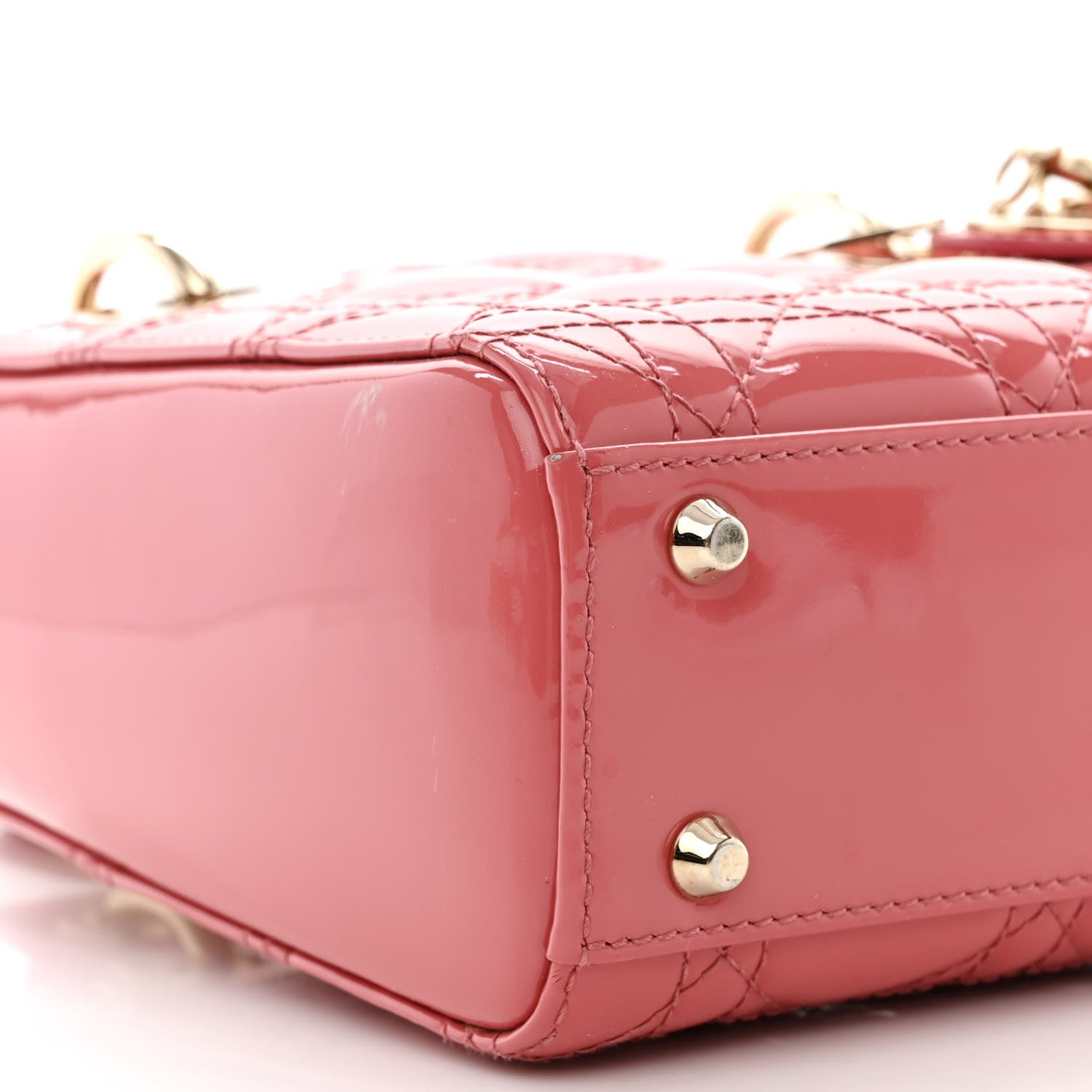 Christian Dior Patent Cannage Mini Lady Dior Pink 9 of 15