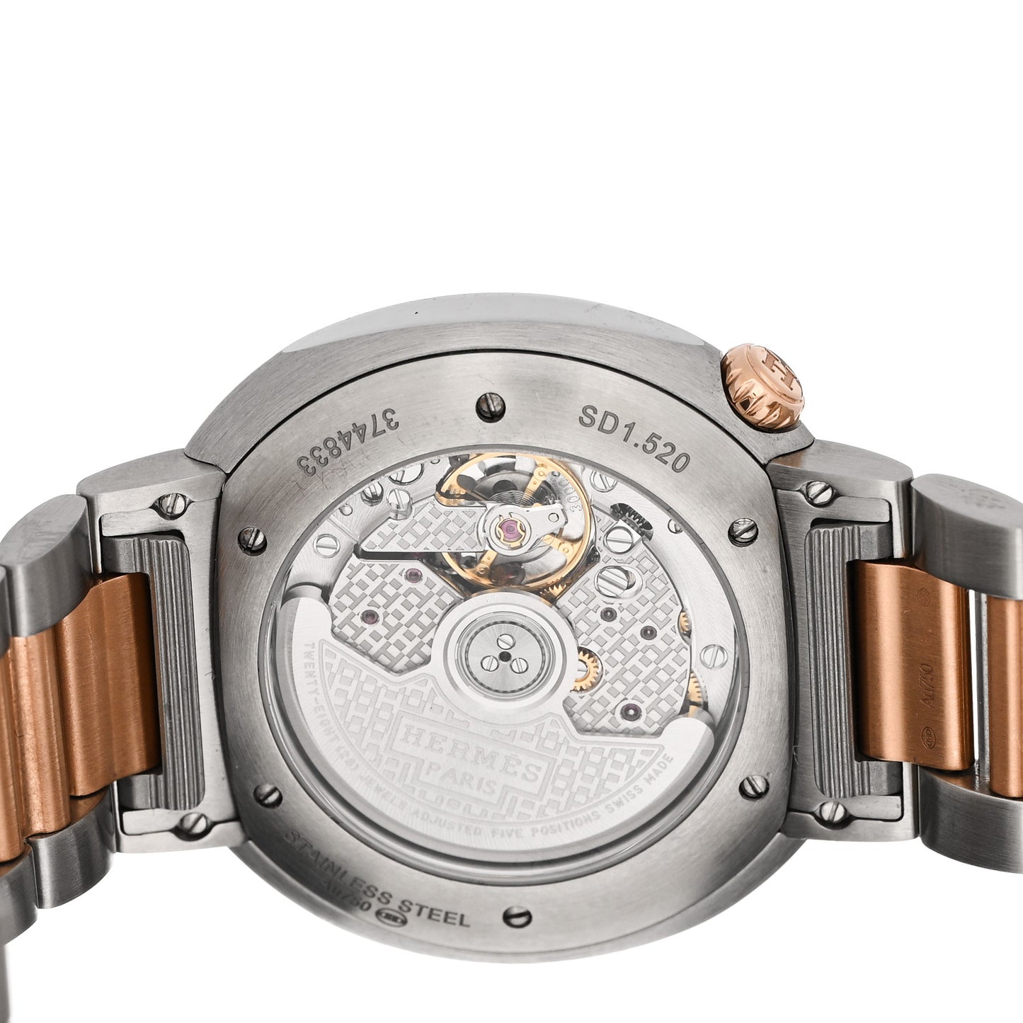 Stainless Steel 18K Rose Gold 36mm Cut Automatic Watch