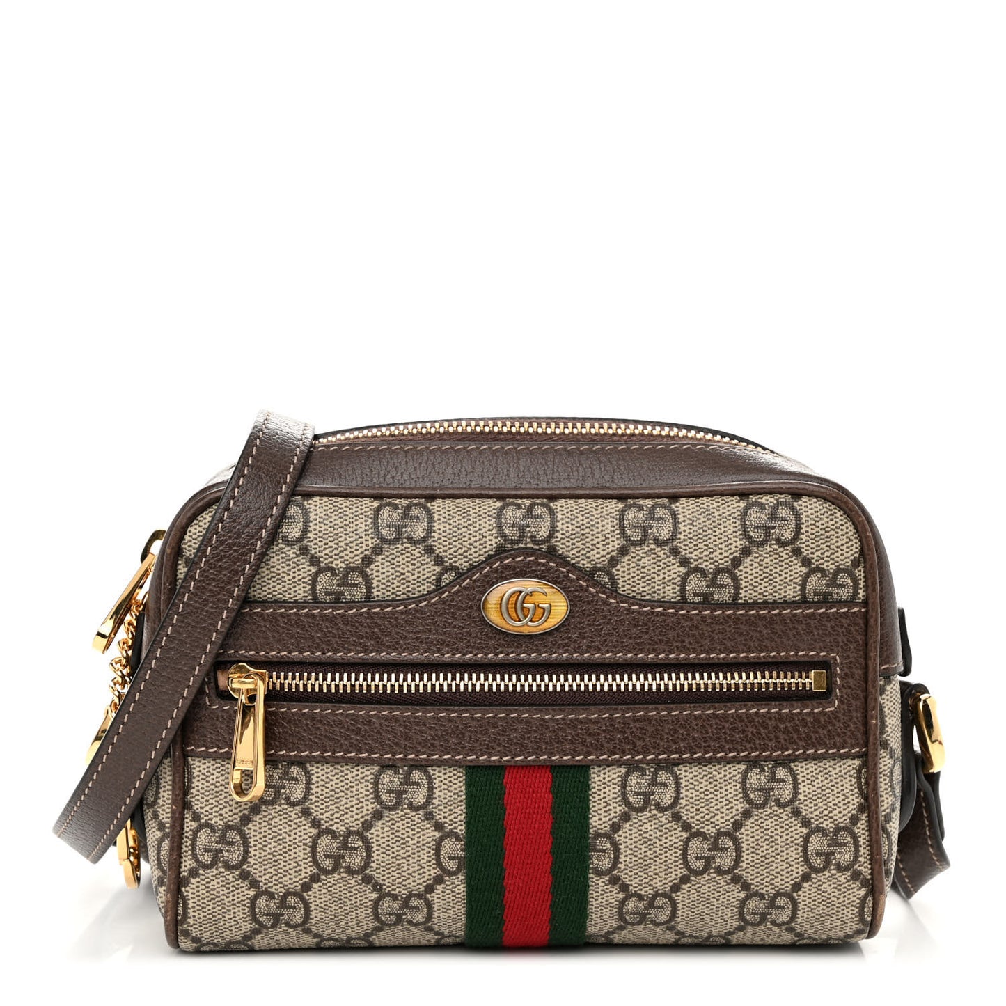 GG Supreme Monogram Web Mini Ophidia Shoulder Bag Brown