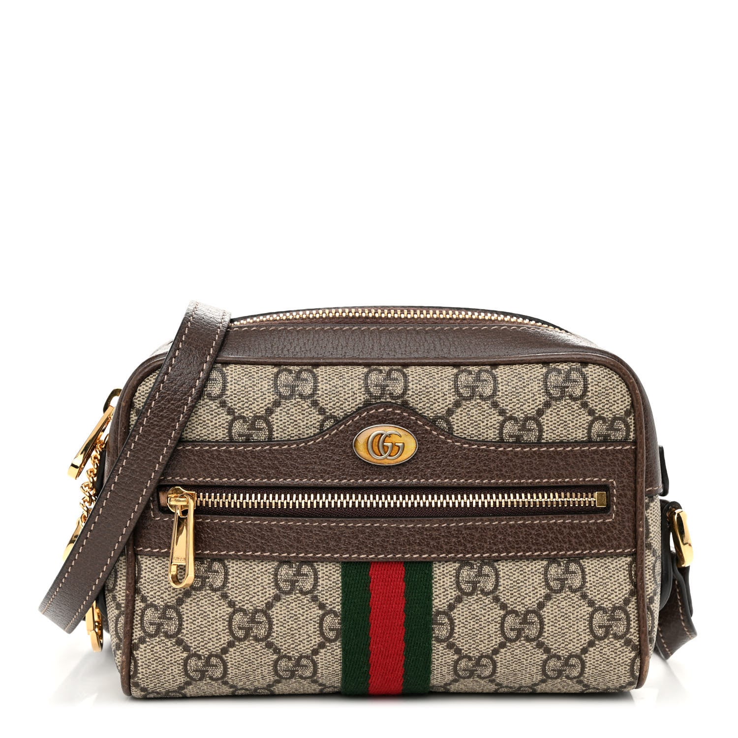 Gucci GG Supreme Monogram Web Mini Ophidia Shoulder Bag Brown 1 of 11