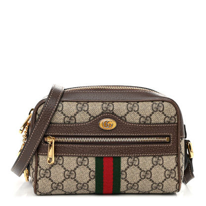 Gucci GG Supreme Monogram Web Mini Ophidia Shoulder Bag Brown 1 of 11