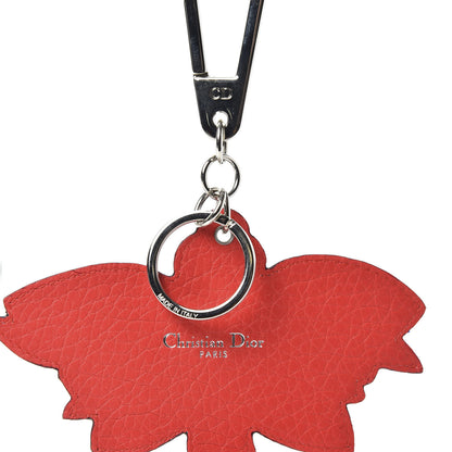 Christian Dior Grained Calfskin Dragonfly Charm Key Ring Red Multicolor 4 of 5