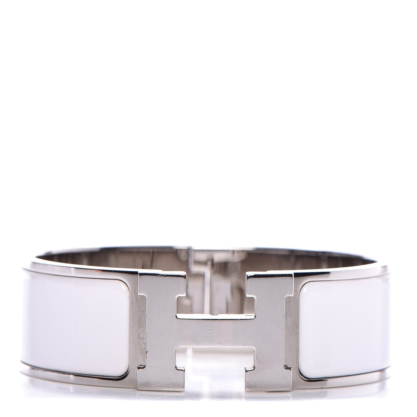 Enamel Wide Clic Clac H Bracelet PM White