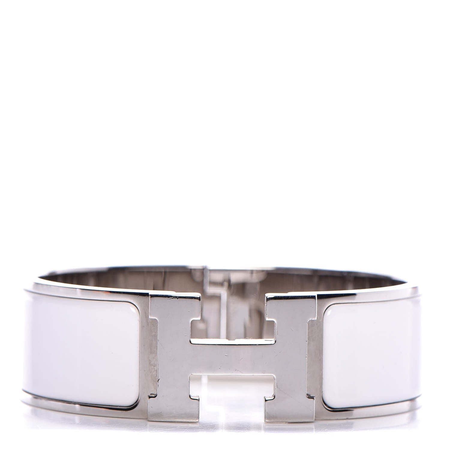 Hermes Enamel Wide Clic Clac H Bracelet PM White 1 of 6